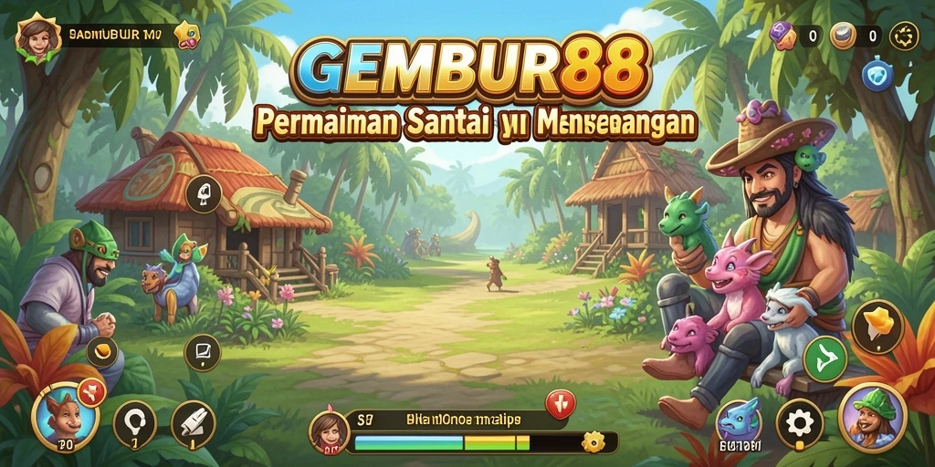 Tampilan gameplay <strong>GEMBUR88</strong> yang menarik dengan karakter berwarna-warni.