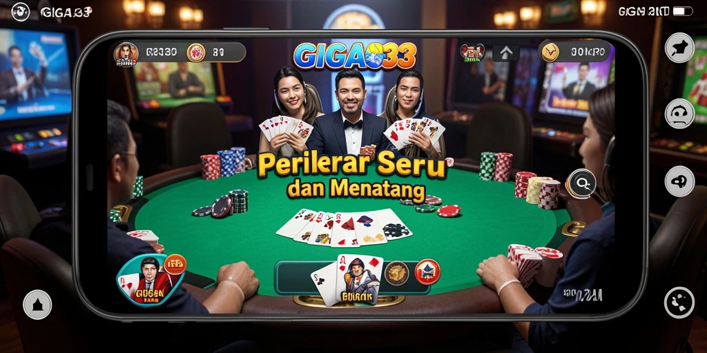 Screenshot gameplay GIGA33 yang menunjukkan aksi seru permainan Poker.