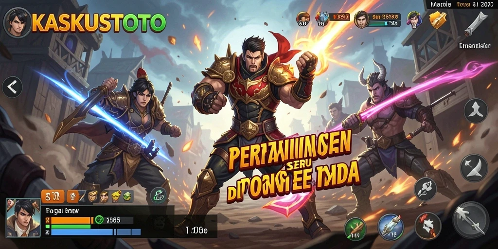 Tampilan gameplay KASKUSTOTO dengan aksi pertarungan menegangkan.