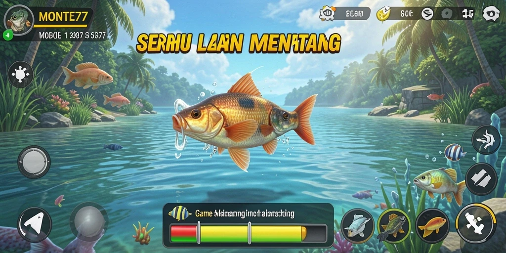 Tampilan gameplay menarik dalam MONTE77 dengan aksi memancing intens.