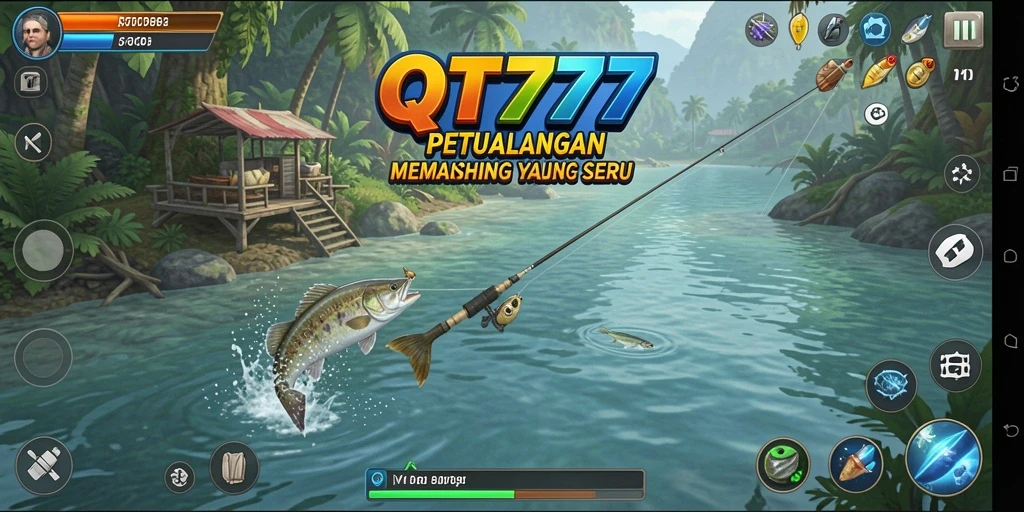 Screenshot gameplay QT777 dengan visual menarik saat memancing.