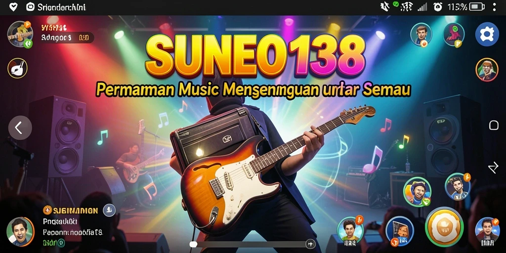 Screenshot menampilkan gameplay interaktif SUNEO138 dengan instrumen musik.